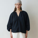 OVBEIGE [26SS] SEERSUCKER VOLUME BLOUSE_NAVY_OF1C2XBL02NYA