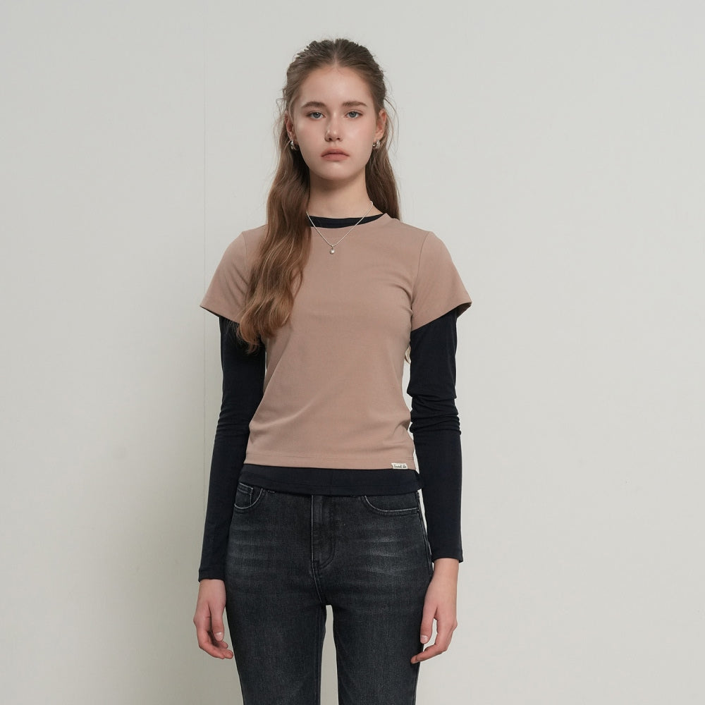 GENERAL IDEA WOMAN Soft Slim Fit T-Shirt [BEIGE] / WBE3L01503
