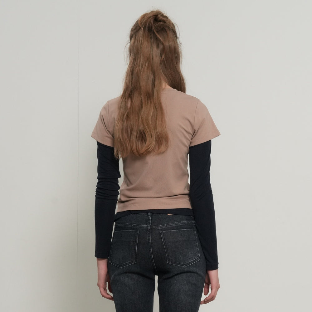 GENERAL IDEA WOMAN Soft Slim Fit T-Shirt [BEIGE] / WBE3L01503