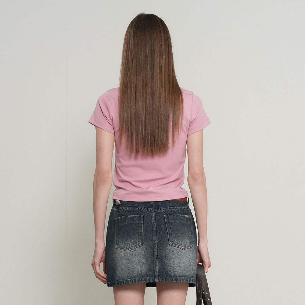 GENERAL IDEA WOMAN Soft Slim Fit T-Shirt [PINK] / WBE3L01503