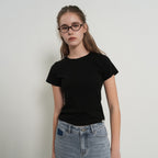 GENERAL IDEA WOMAN Soft Slim Fit T-Shirt [BLACK] / WBE3L01503