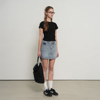 GENERAL IDEA WOMAN Soft Slim Fit T-Shirt [BLACK] / WBE3L01503