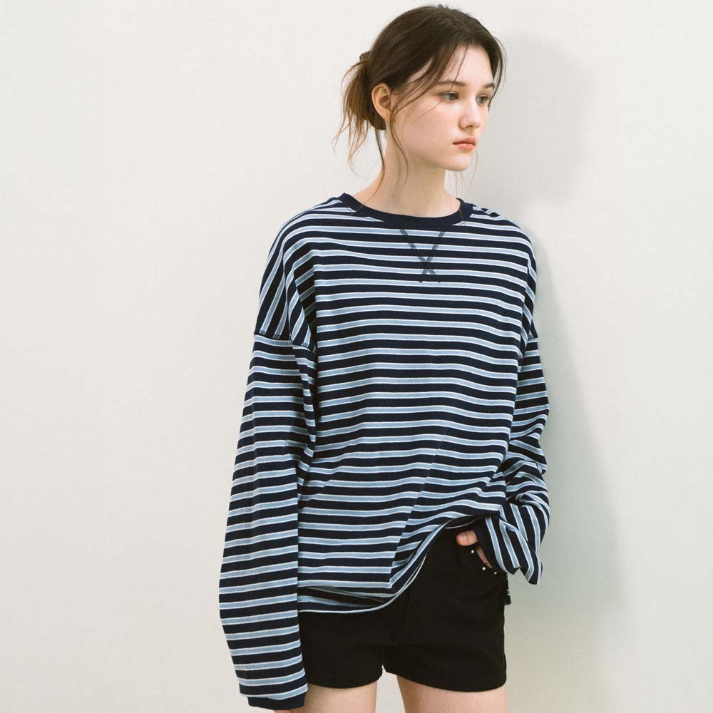YUPPE [10th] Over striped t-shirt_navy
