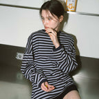 YUPPE [10th] Over striped t-shirt_navy