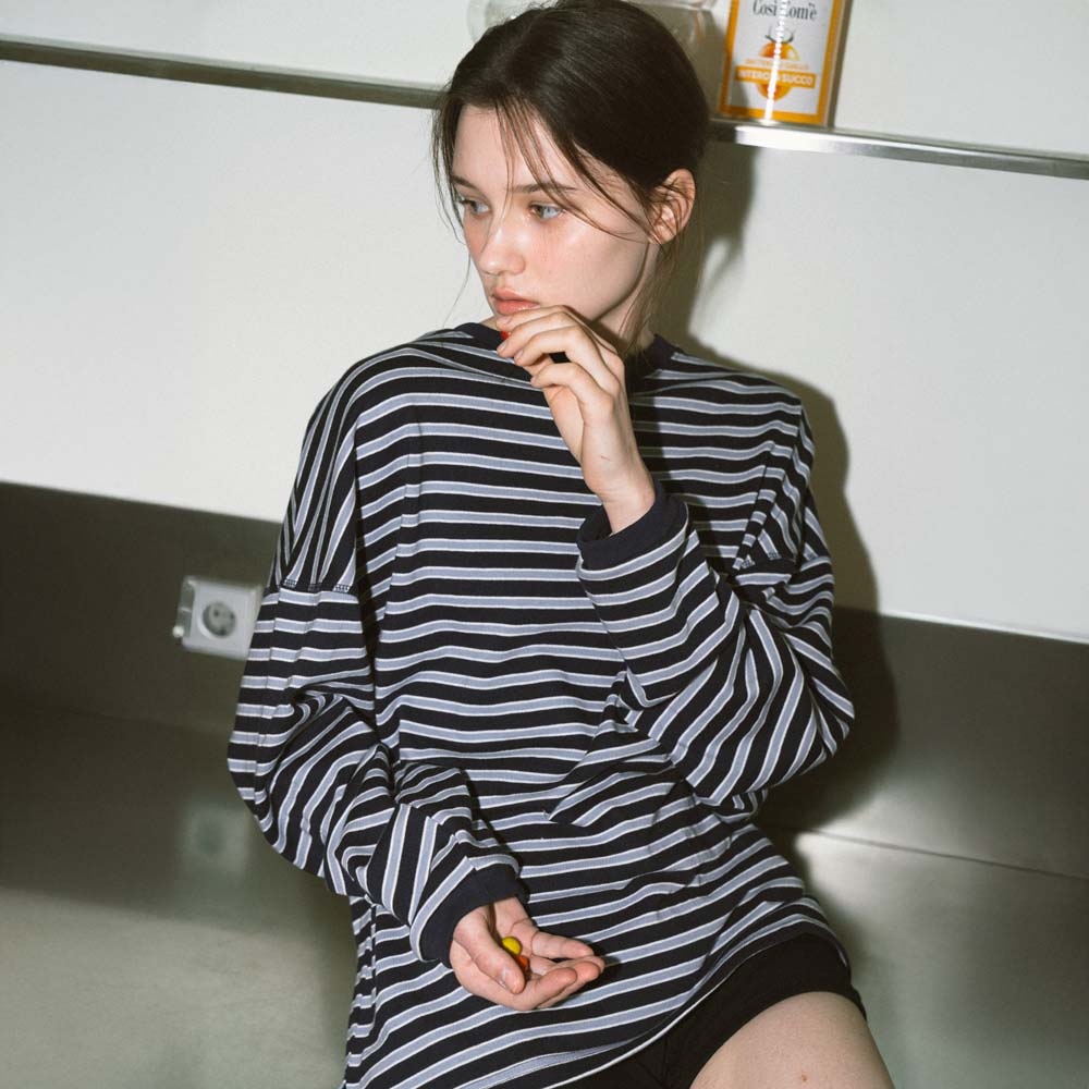 YUPPE [10th] Over striped t-shirt_navy