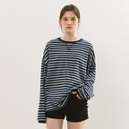 YUPPE [10th] Over striped t-shirt_navy
