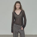 OPEN YY MESH HOOK HENLEY LONG SLEEVE (BLACK)