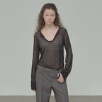 OPEN YY MESH HOOK HENLEY LONG SLEEVE (BLACK)