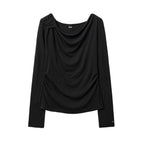 RENSE Side Shirring Draped Tee Black