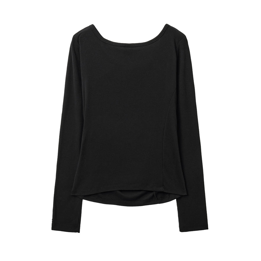 RENSE Side Shirring Draped Tee Black
