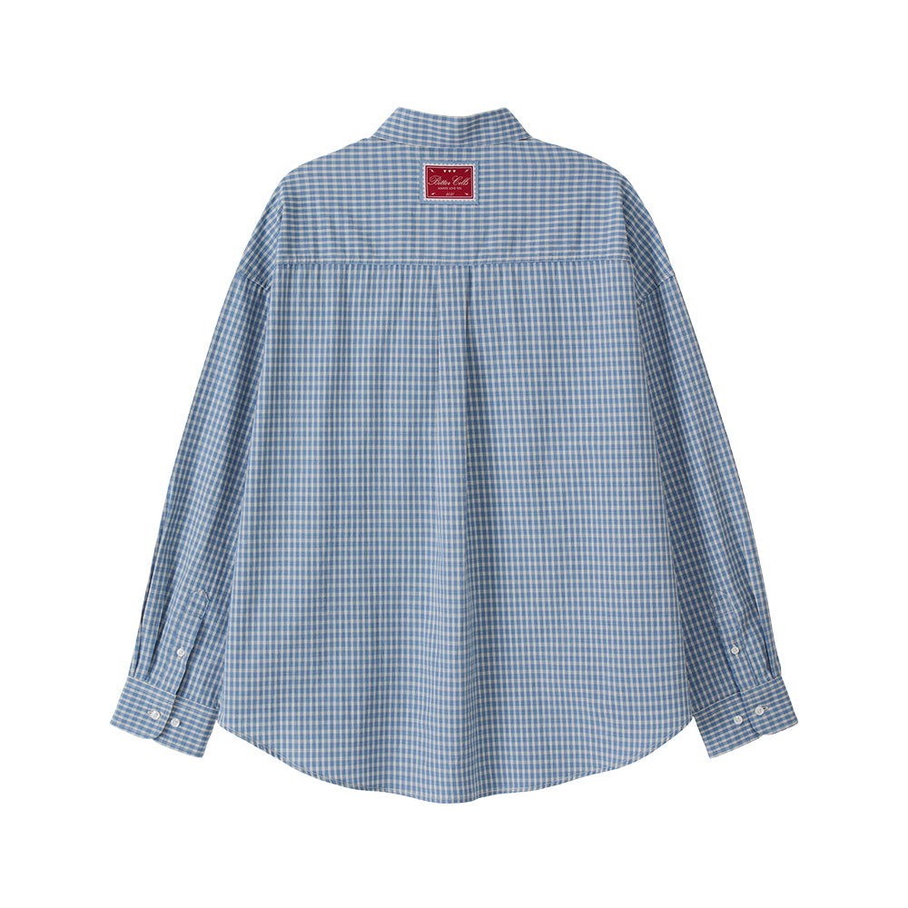 BITTERCELLS Oversized Connie Check Shirt-Blue