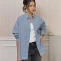 BITTERCELLS Oversized Connie Check Shirt-Blue