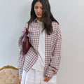 BITTERCELLS Oversized Blurry Check Shirt-Pink