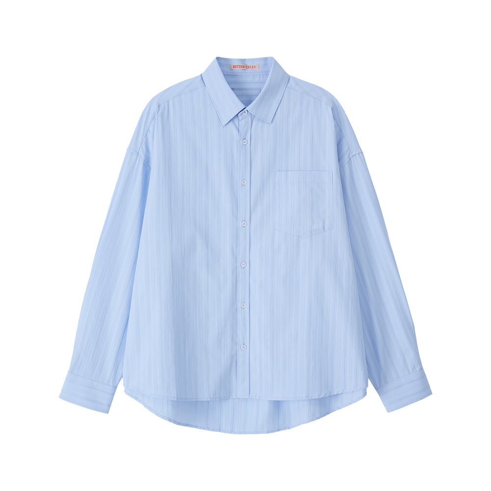 BITTERCELLS Oversized Brynn Stripe Shirt-Blue