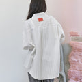 BITTERCELLS Oversized Brynn Stripe Shirt-White