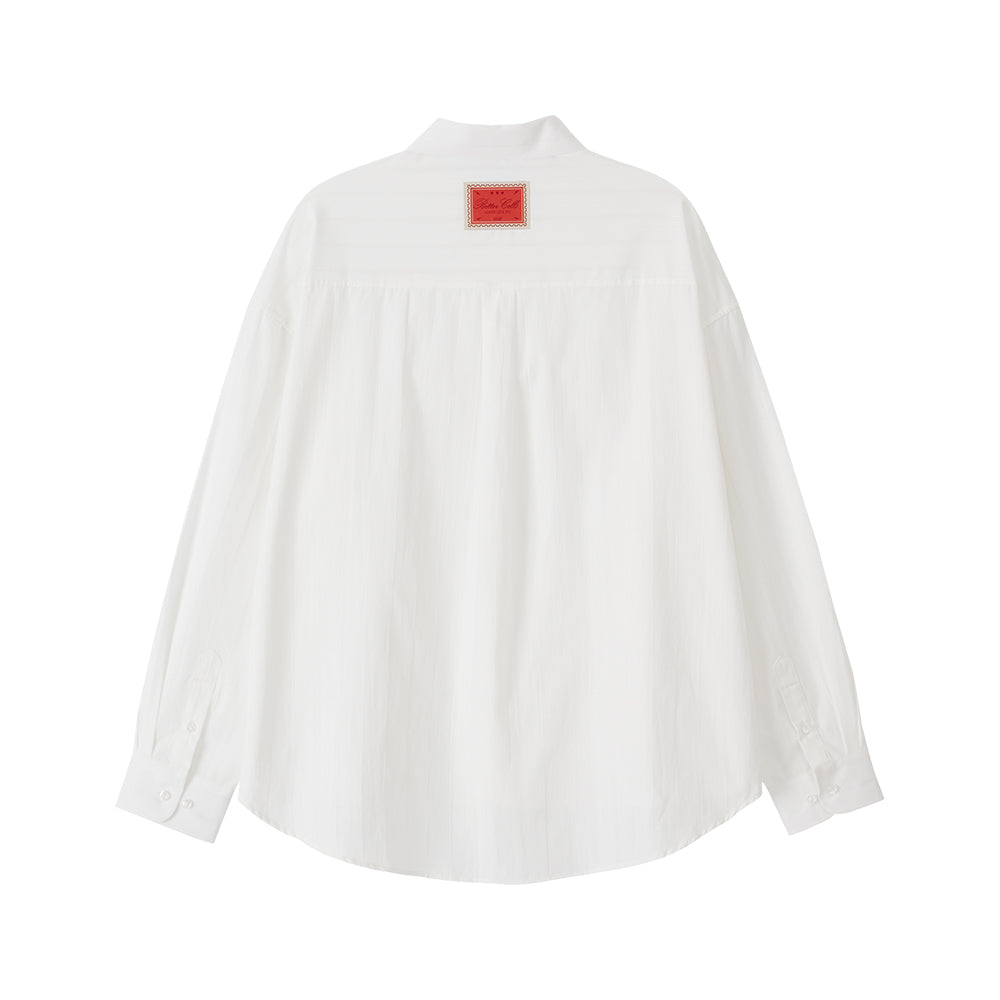 BITTERCELLS Oversized Brynn Stripe Shirt-White