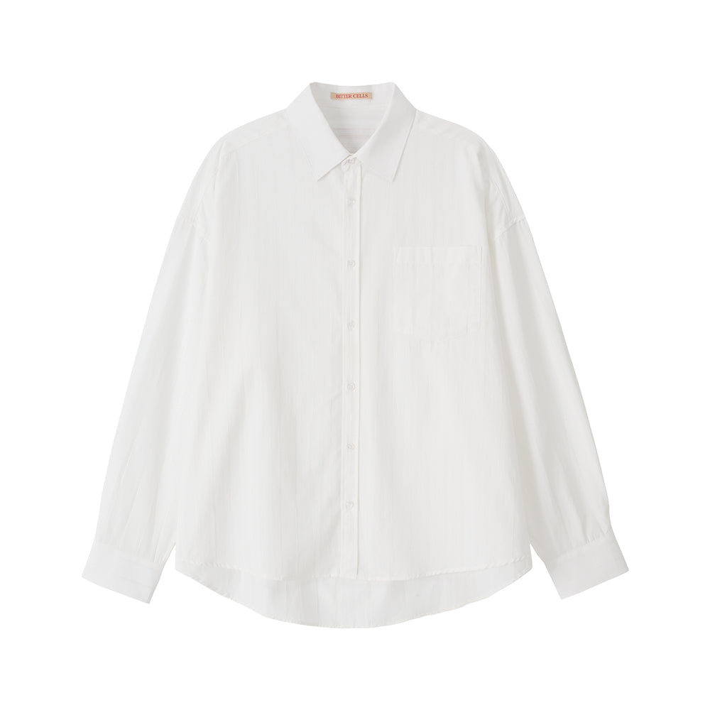 BITTERCELLS Oversized Brynn Stripe Shirt-White