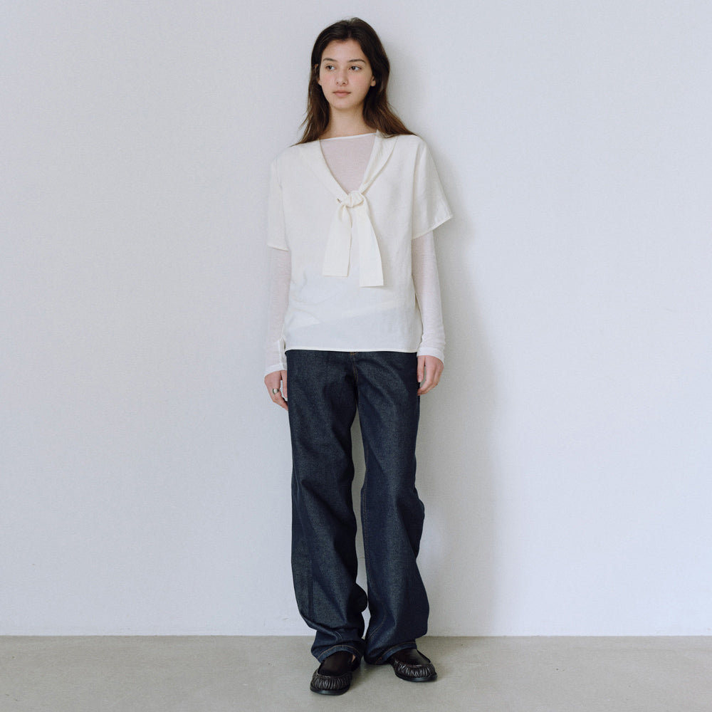 URAGO Back tie half blouse_2colors