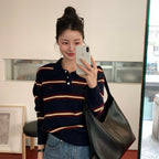 Siyazu [29CM Exclusive] SIKN2136 Classic Striped Collar Knit_Navy