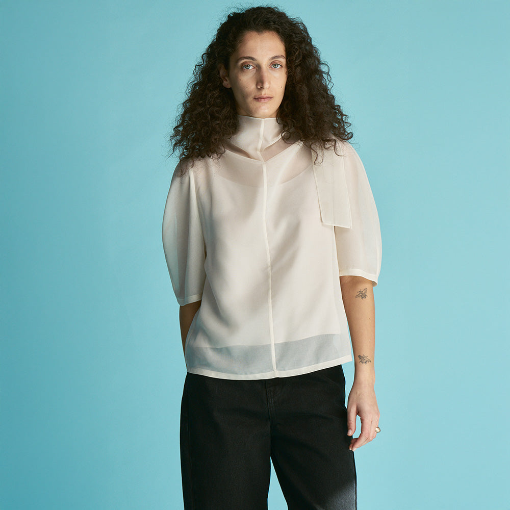 VAN ROHE [2nd] Sheer Scarf-Neck Blouse B305-90