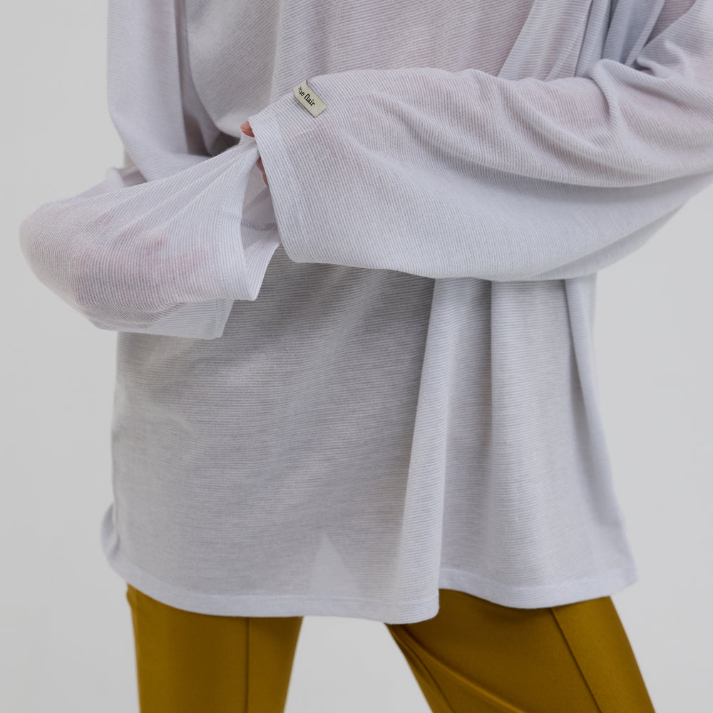 OVERDUE FLAIR STRIPE LONG SLEEVE T-SHIRT_SILVER