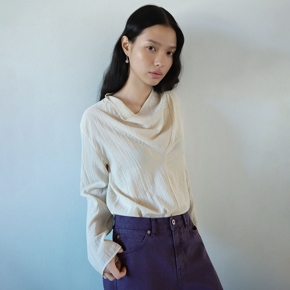 TENUVE Cowl-neck Long Sleeve Blouse B206_9A