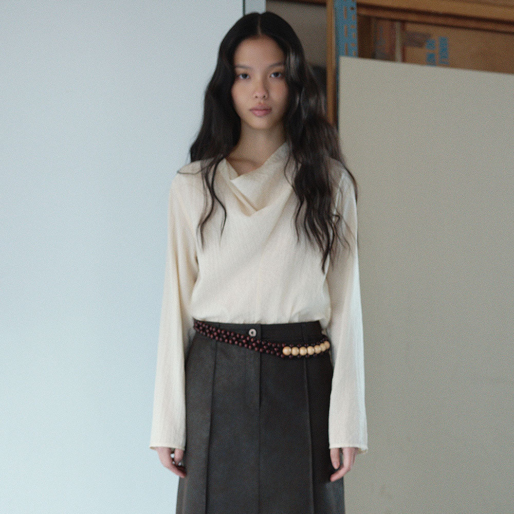 TENUVE Cowl-neck Long Sleeve Blouse B206_9A