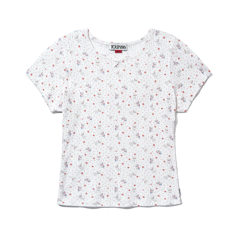 YOUHEE SHEEP PATTERN EYELET T-SHIRTS_WHITE