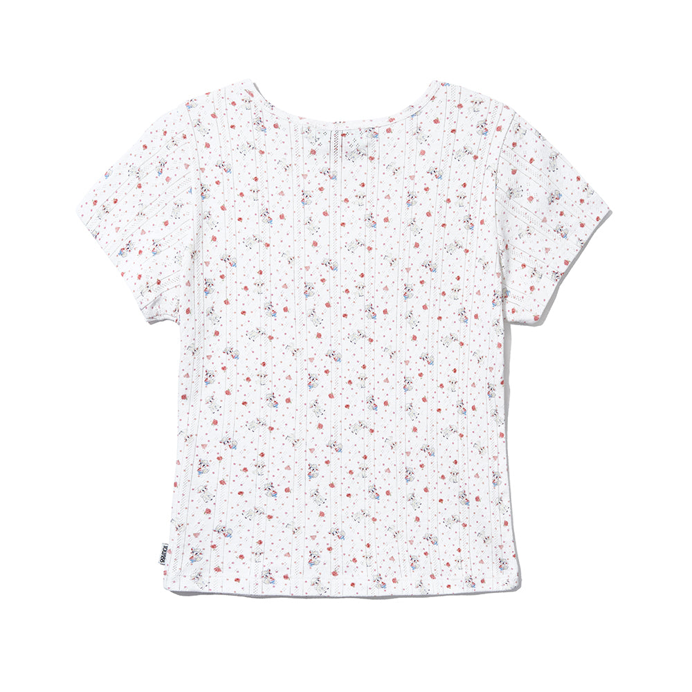 YOUHEE SHEEP PATTERN EYELET T-SHIRTS_WHITE
