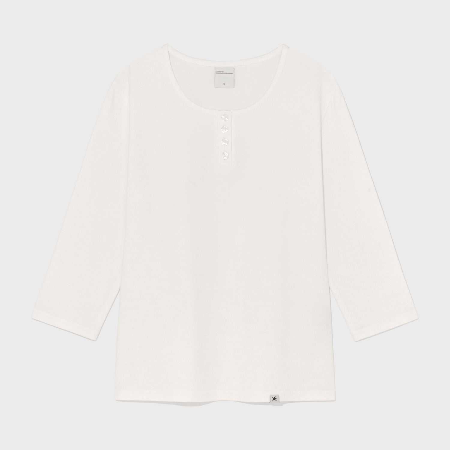 thecoldestmoment (w) TCM henley neck three-quarter sleeve (white)
