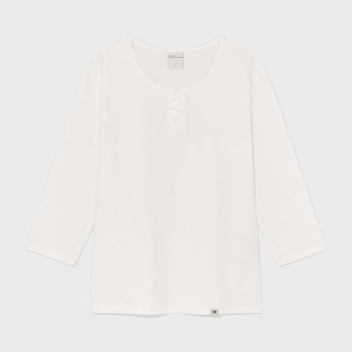 thecoldestmoment (w) TCM henley neck three-quarter sleeve (white)
