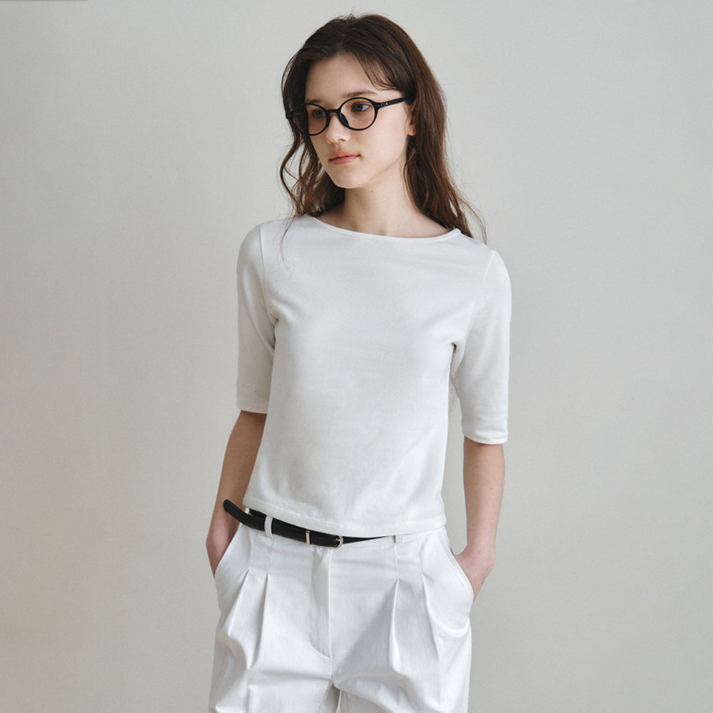 WEDNESDAYOASIS Basic Boatneck Half T-Shirt_3COLOR(W26TP05)