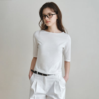 Basic Boatneck Half T-Shirt_3COLOR(W26TP05)