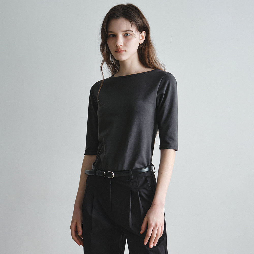 WEDNESDAYOASIS Basic Boatneck Half T-Shirt_3COLOR(W26TP05)
