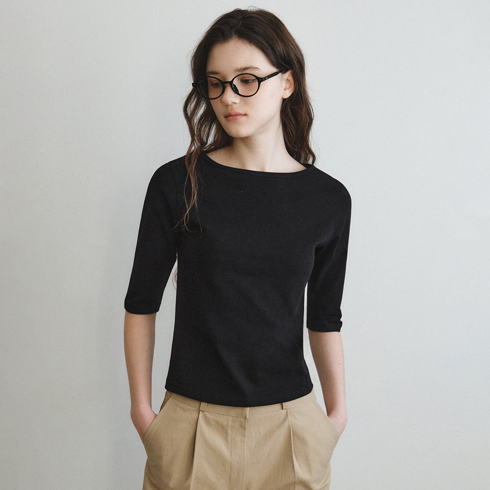 WEDNESDAYOASIS Basic Boatneck Half T-Shirt_3COLOR(W26TP05)