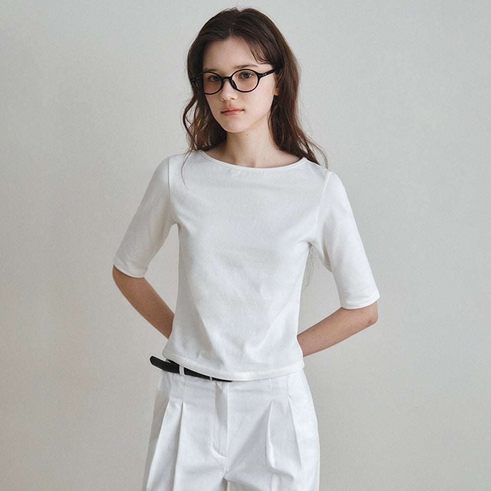 WEDNESDAYOASIS Basic Boatneck Half T-Shirt_3COLOR(W26TP05)