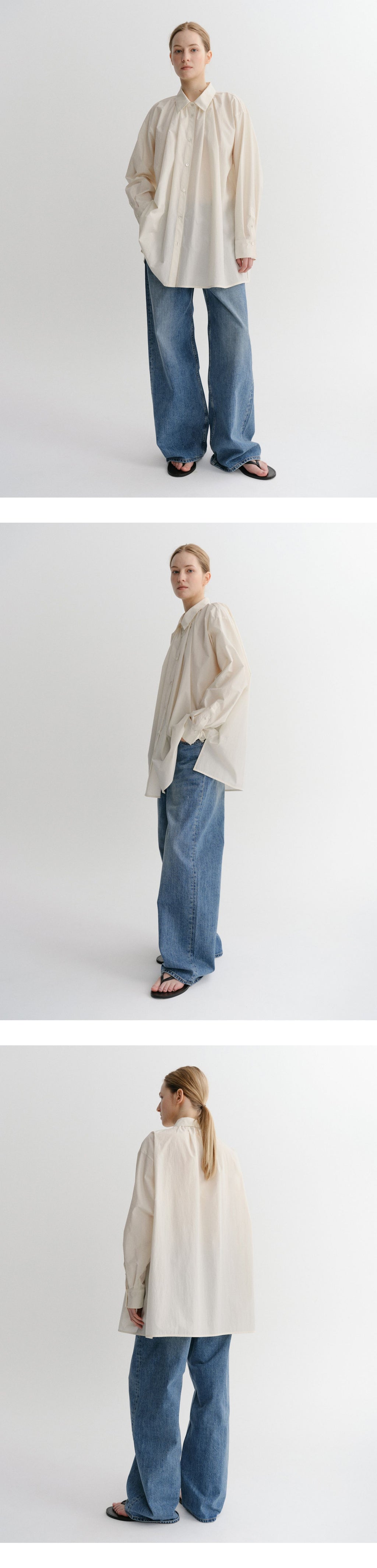 EAAH HIGH NECK SHIRRING SHIRT (CREAM)