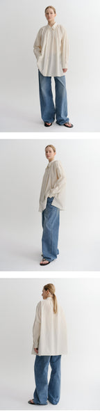 EAAH HIGH NECK SHIRRING SHIRT (CREAM)