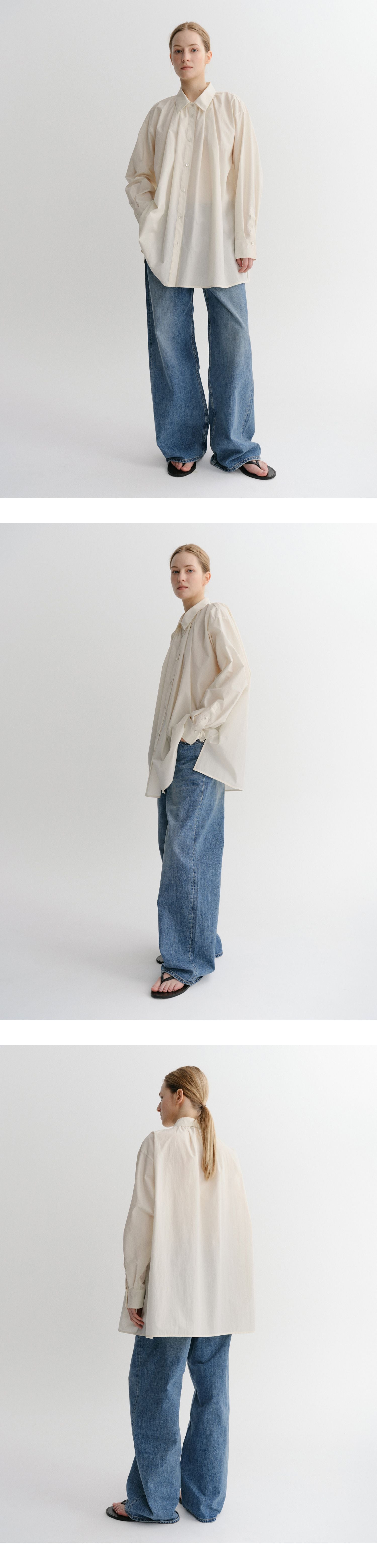 EAAH HIGH NECK SHIRRING SHIRT (CREAM)