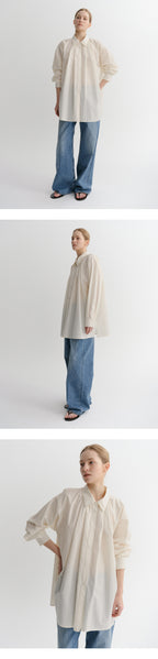 EAAH HIGH NECK SHIRRING SHIRT (CREAM)
