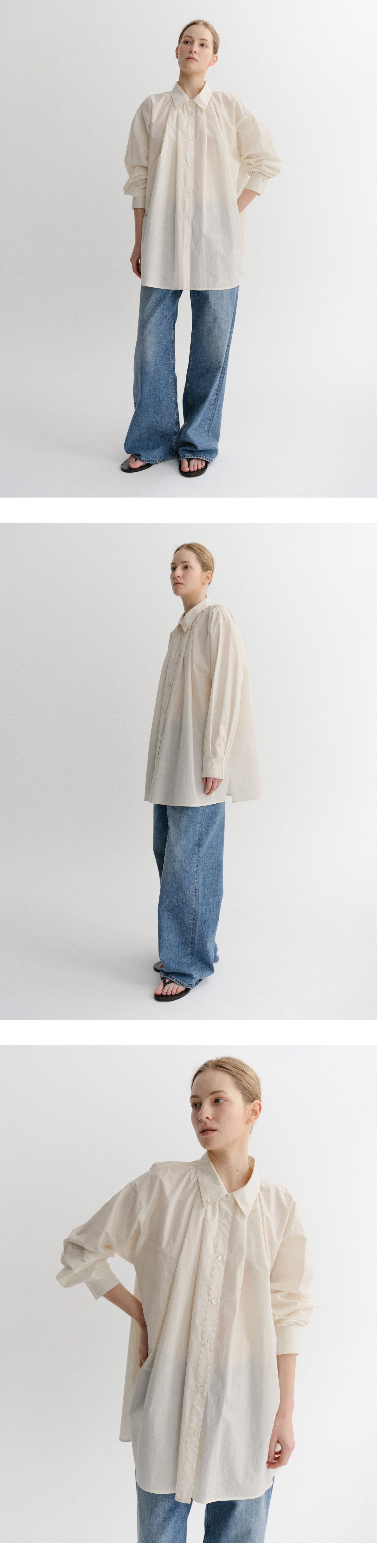 EAAH HIGH NECK SHIRRING SHIRT (CREAM)