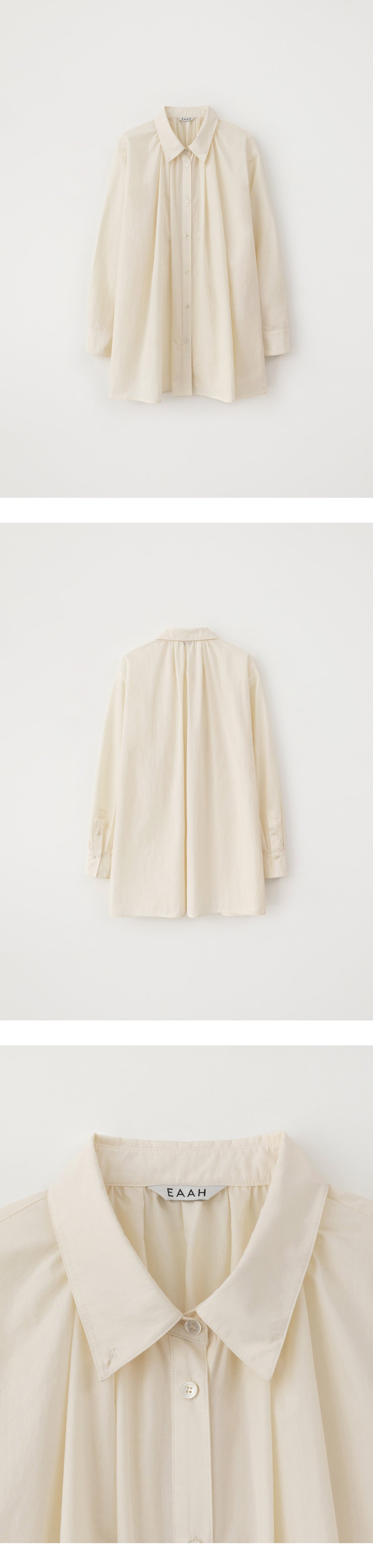 EAAH HIGH NECK SHIRRING SHIRT (CREAM)