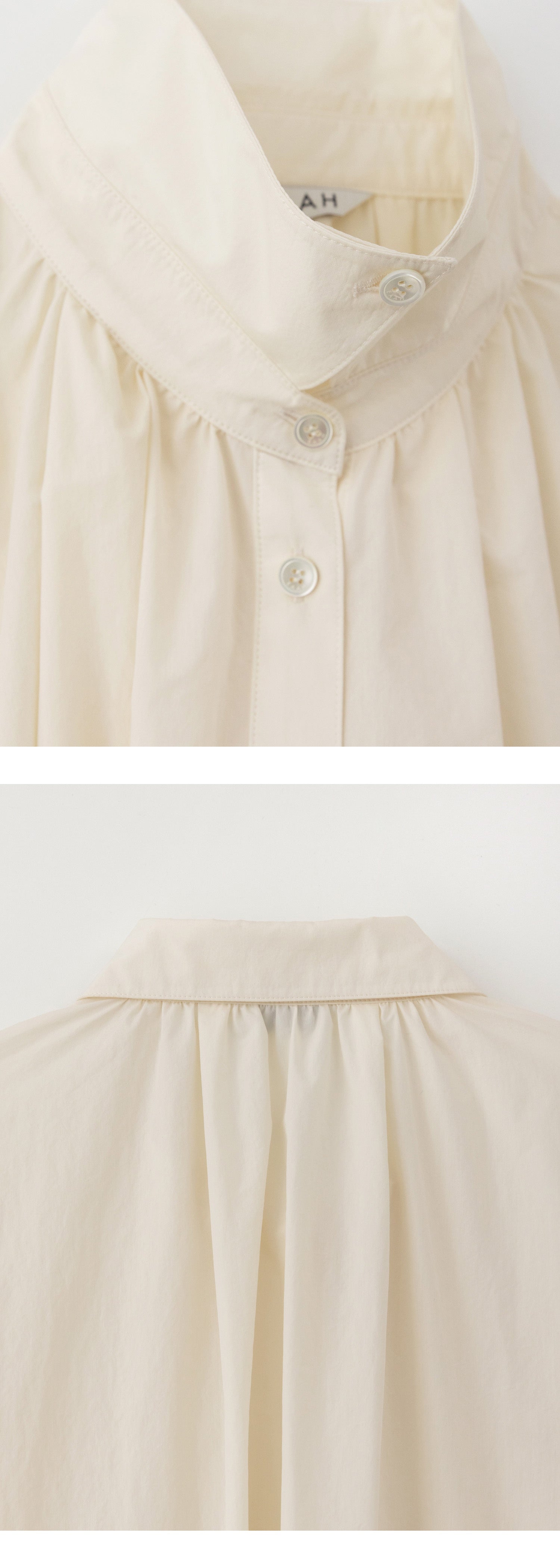 EAAH HIGH NECK SHIRRING SHIRT (CREAM)