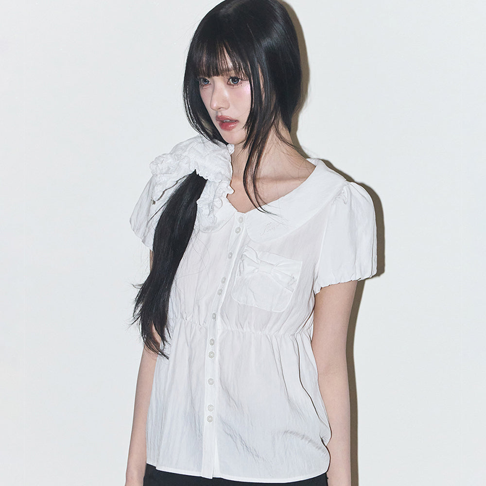 ILLIGO Foaming Ribbon Puff Blouse White