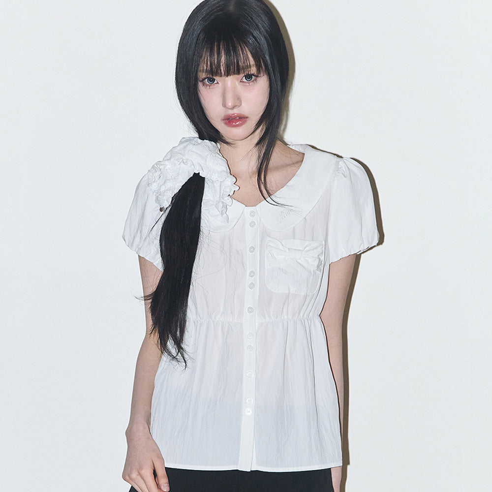 ILLIGO Foaming Ribbon Puff Blouse White