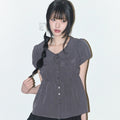 ILLIGO Foaming Ribbon Puff Blouse Charcoal