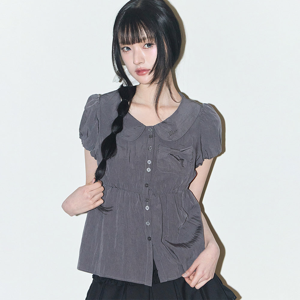 ILLIGO Foaming Ribbon Puff Blouse Charcoal