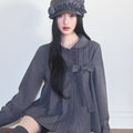 ILLIGO Ribbon pleated blouse gray