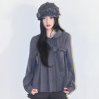 ILLIGO Ribbon pleated blouse gray