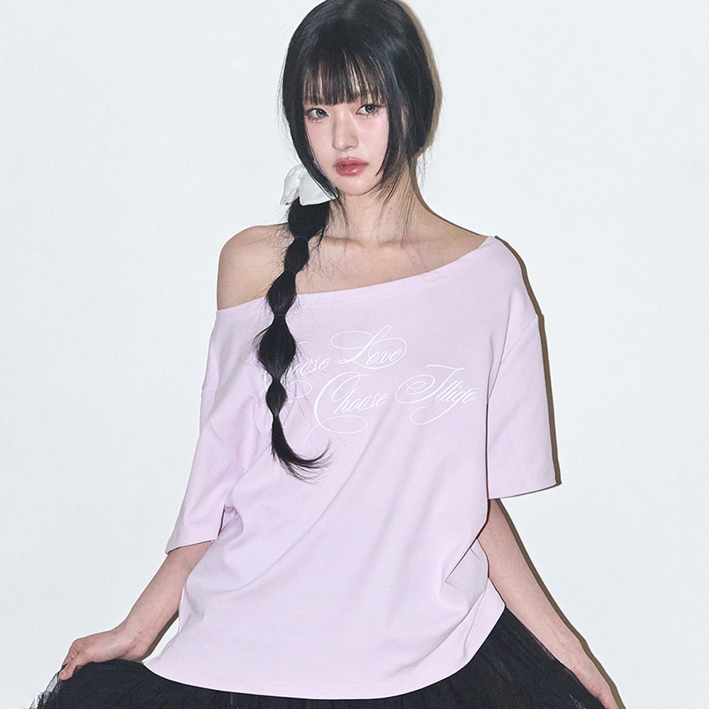ILLIGO Sheer Ribbon Off Shoulder Top Pink
